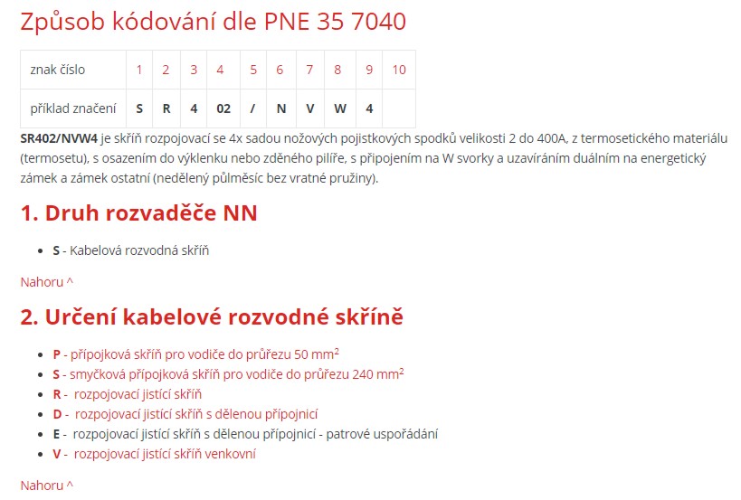 Značení skříní dle PNE 35 7040